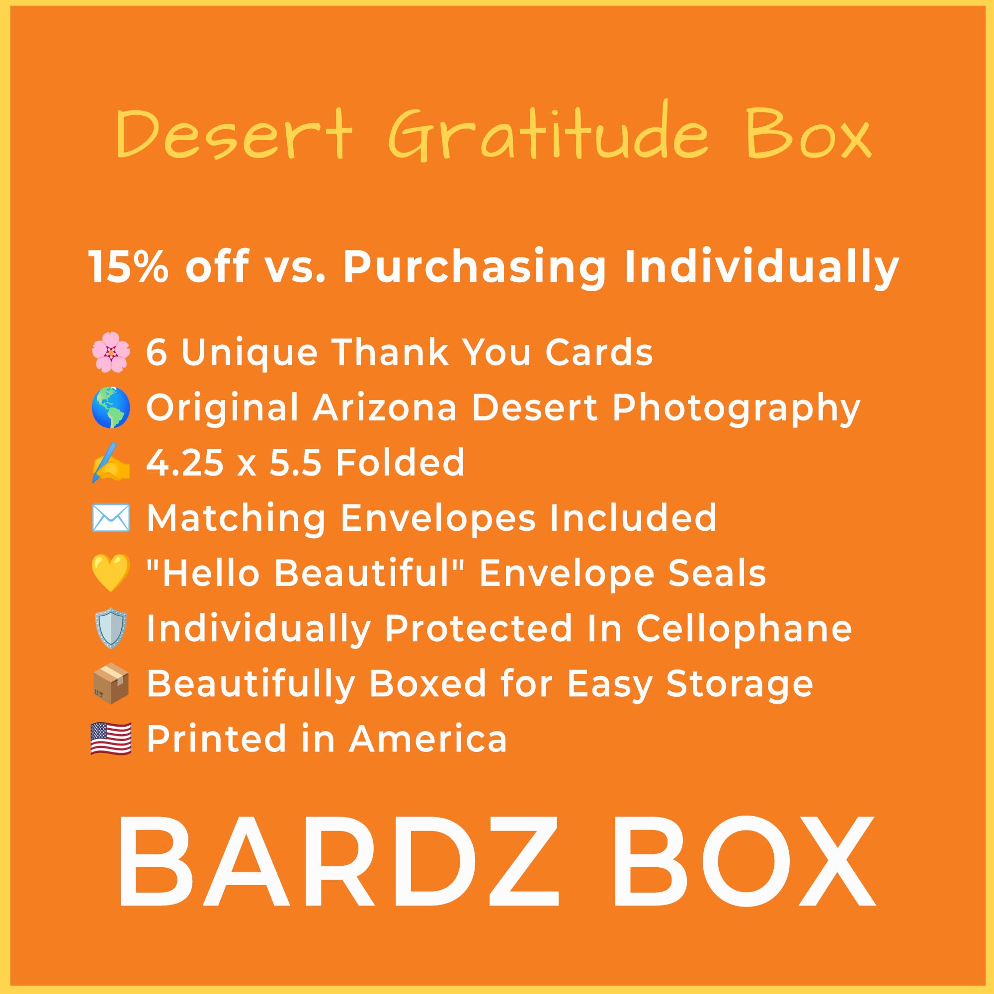 "Desert Gratitude" Thank You Card Box | 6 Cards with Original Arizona Desert Photography - Save 15% compared to purchasing individually