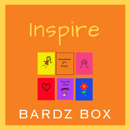 BARDZ Inspire card box set of 7 with modern artwork.  Close up of all card covers